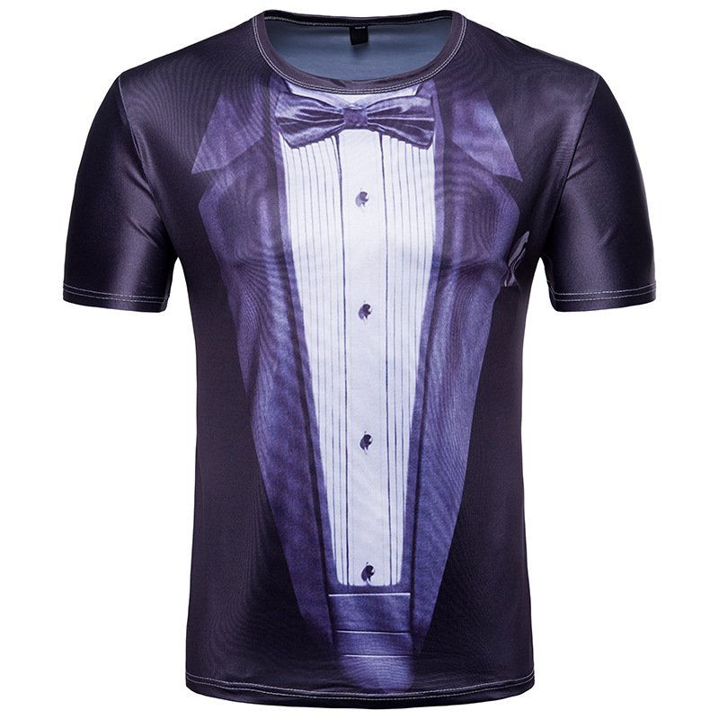 men's 3D short-sleeved T-shirt suit printing dress suit T-shirt casual T415